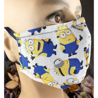 Handsewn Face Cover with Filter Pocket and Bendable Nose Wire - Minions - 5 Sizes