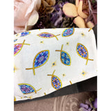 Handsewn Face Cover with Filter Pocket, Bendable Nose Wire, & Adjustable Elastic -  Ichthys Christian Fish- 5 Sizes