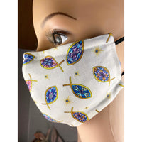 Handsewn Face Cover with Filter Pocket, Bendable Nose Wire, & Adjustable Elastic -  Ichthys Christian Fish- 5 Sizes