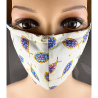 Handsewn Face Cover with Filter Pocket, Bendable Nose Wire, & Adjustable Elastic -  Ichthys Christian Fish- 5 Sizes