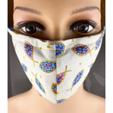 Handsewn Face Cover with Filter Pocket, Bendable Nose Wire, & Adjustable Elastic -  Ichthys Christian Fish- 5 Sizes
