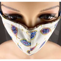 Handsewn Face Cover with Filter Pocket, Bendable Nose Wire, & Adjustable Elastic -  Ichthys Christian Fish- 5 Sizes