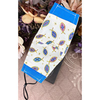 Handsewn Face Cover with Filter Pocket, Bendable Nose Wire, & Adjustable Elastic -  Ichthys Christian Fish- 5 Sizes