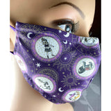 Handsewn Face Cover with Filter Pocket, Bendable Nose Wire, & Adjustable Elastic - Astrological Signs Amethyst - 5 Sizes