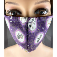 Handsewn Face Cover with Filter Pocket, Bendable Nose Wire, & Adjustable Elastic - Astrological Signs Amethyst - 5 Sizes