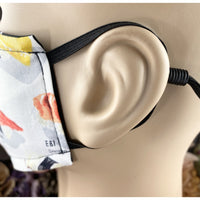 Handsewn Face Cover with Filter Pocket, Bendable Nose Wire, and Adjustable Elastic - Let’s Have Some Sushi - 5 Sizes