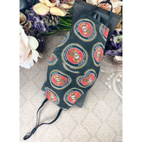 Handsewn Face Cover with Filter Pocket, Bendable Nose Wire, & Adjustable Elastic - U.S. Marine Corps Themed Fabric - 5 Sizes