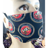 Handsewn Face Cover with Filter Pocket, Bendable Nose Wire, & Adjustable Elastic - U.S. Marine Corps Themed Fabric - 5 Sizes