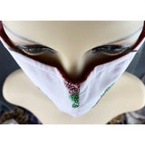 Handsewn Face Cover with Filter Pocket, Bendable Nose Wire, & Adjustable Elastic - Glittery Sequin Strawberries Watermelon Seeds - 5 Sizes
