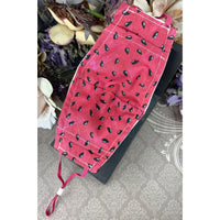 Handsewn Face Cover with Filter Pocket, Bendable Nose Wire, & Adjustable Elastic - Glittery Sequin Strawberries Watermelon Seeds - 5 Sizes