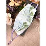 Handsewn Face Cover with Filter Pocket, Bendable Nose Wire, & Adjustable Elastic - Hydrangea Flowers - 5 Sizes