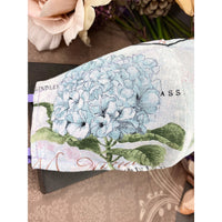 Handsewn Face Cover with Filter Pocket, Bendable Nose Wire, & Adjustable Elastic - Hydrangea Flowers - 5 Sizes