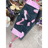 Handsewn Face Cover with Filter Pocket and Bendable Nose Wire - Glittery High Heel Shoes - 5 Sizes