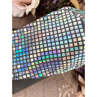 Handsewn Face Cover with Filter Pocket, Bendable Nose Wire, & Adjustable Elastic - Silver Hologram Sequins - 5 Sizes