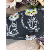 Handsewn Face Cover with Filter Pocket, Bendable Nose Wire, & Adjustable Elastic - Super Cute Feline Sugarskulls - 5 Sizes