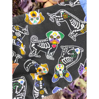 Handsewn Face Cover with Filter Pocket, Bendable Nose Wire, & Adjustable Elastic - Canine Sugarskulls - 5 Sizes