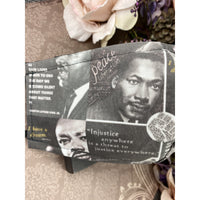 Handsewn Face Cover with Filter Pocket, Bendable Nose Wire, & Adjustable Elastic - Martin Luther King - Black Lives Matter Inspired - 5 Sizes