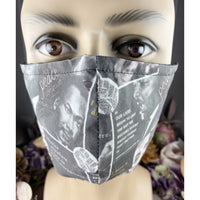 Handsewn Face Cover with Filter Pocket, Bendable Nose Wire, & Adjustable Elastic - Martin Luther King - Black Lives Matter Inspired - 5 Sizes