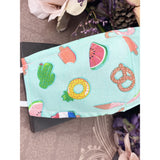 Handsewn Face Cover with Filter Pocket,  Bendable Nose Wire, & Adjustable Elastic - Summer Treats - 5 Sizes