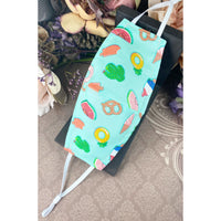 Handsewn Face Cover with Filter Pocket,  Bendable Nose Wire, & Adjustable Elastic - Summer Treats - 5 Sizes