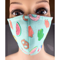 Handsewn Face Cover with Filter Pocket,  Bendable Nose Wire, & Adjustable Elastic - Summer Treats - 5 Sizes