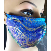 Handsewn Face Cover with Filter Pocket, Bendable Nose Wire, and Adjustable Elastic - Cool Golden Breeze - 5 Sizes