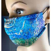 Handsewn Face Cover with Filter Pocket, Bendable Nose Wire, and Adjustable Elastic - Cool Golden Breeze - 5 Sizes