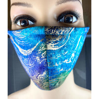 Handsewn Face Cover with Filter Pocket, Bendable Nose Wire, and Adjustable Elastic - Cool Golden Breeze - 5 Sizes