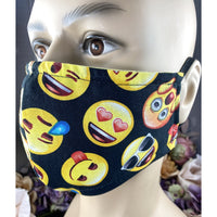 Handsewn Face Cover with Filter Pocket & Bendable Nose Wire - Emoji Faces - 5 Sizes