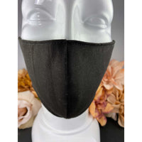 Handsewn Face Cover with Filter Pocket and Bendable Nose Wire - Black - 5 Sizes