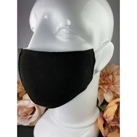 Handsewn Face Cover with Filter Pocket and Bendable Nose Wire - Black - 5 Sizes