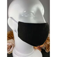 Handsewn Face Cover with Filter Pocket and Bendable Nose Wire - Black - 5 Sizes