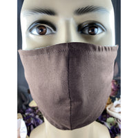 Handsewn Face Cover with Filter Pocket and Bendable Nose Wire - Brown - 5 Sizes