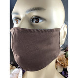 Handsewn Face Cover with Filter Pocket and Bendable Nose Wire - Brown - 5 Sizes