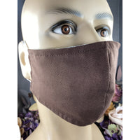 Handsewn Face Cover with Filter Pocket and Bendable Nose Wire - Brown - 5 Sizes