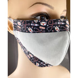 Handsewn Face Cover with Filter Pocket and Bendable Nose Wire and Medical Nurse Themed Ribbon  - 5 Sizes