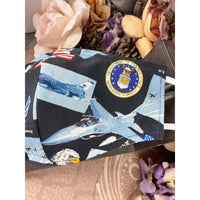 Handsewn Face Cover with Filter Pocket and Bendable Nose Wire - U.S. Air Force Themed Fabric - 5 Sizes