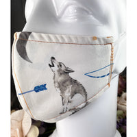 Handsewn Face Cover with Filter Pocket and Bendable Nose Wire - Western Coyote & Cactus Theme - 5 Sizes