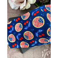 Handsewn Face Cover with Filter Pocket,  Bendable Nose Wire, & Adjustable Elastic - American Cherry Pie - 5 Sizes