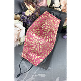 Handsewn Face Cover with Filter Pocket, Bendable Nose Wire, and Adjustable Elastic - Rosa Golden Splash - 4 Sizes