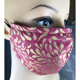 Handsewn Face Cover with Filter Pocket, Bendable Nose Wire, and Adjustable Elastic - Rosa Golden Splash - 4 Sizes