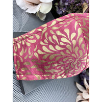 Handsewn Face Cover with Filter Pocket, Bendable Nose Wire, and Adjustable Elastic - Rosa Golden Splash - 4 Sizes
