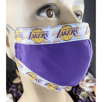 Handsewn Face Cover with Filter Pocket and Bendable Nose Wire - Basketball Team Themed Ribbon - 5 Sizes