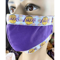 Handsewn Face Cover with Filter Pocket and Bendable Nose Wire - Basketball Team Themed Ribbon - 5 Sizes