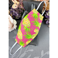 Handsewn Face Cover with Filter Pocket & Bendable Nose Wire - Pineapples - 5 Sizes