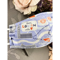 Handsewn Face Cover with Filter Pocket & Bendable Nose Wire - London Tourist - 5 Sizes