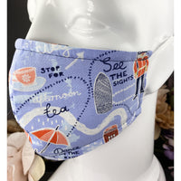 Handsewn Face Cover with Filter Pocket & Bendable Nose Wire - London Tourist - 5 Sizes