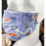 Handsewn Face Cover with Filter Pocket & Bendable Nose Wire - London Tourist - 5 Sizes
