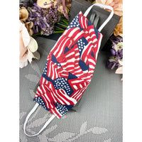 Handsewn Face Cover with Filter Pocket & Bendable Nose Wire - USA Flag - 5 Sizes