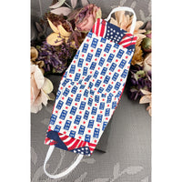 Handsewn Face Cover with Filter Pocket & Bendable Nose Wire - USA Flag - 5 Sizes